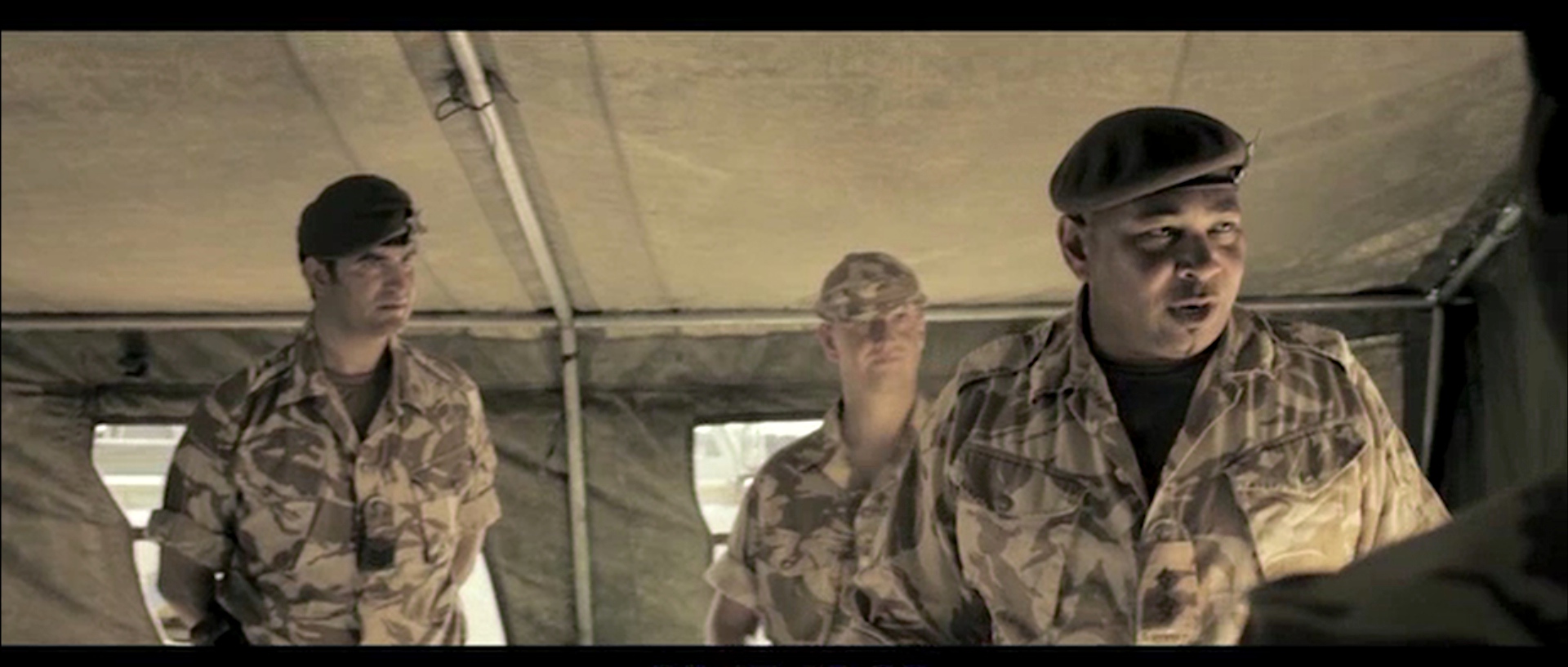 'Addressing the troops' Robby Haynes & Mark Bannerman in 'A Landscape Of Lies'