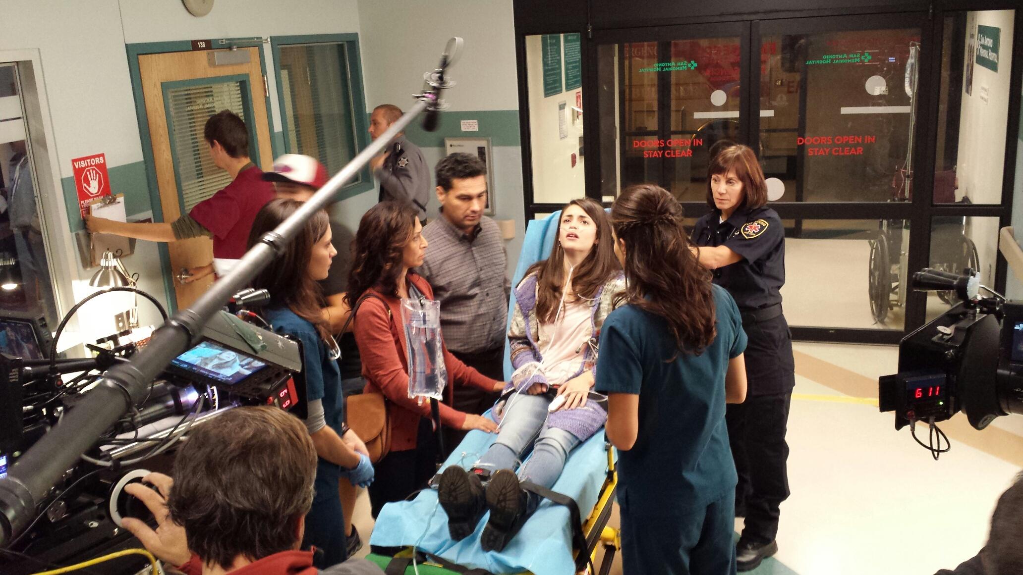 Daniela Bobadilla on the set of NBC's Night Shift