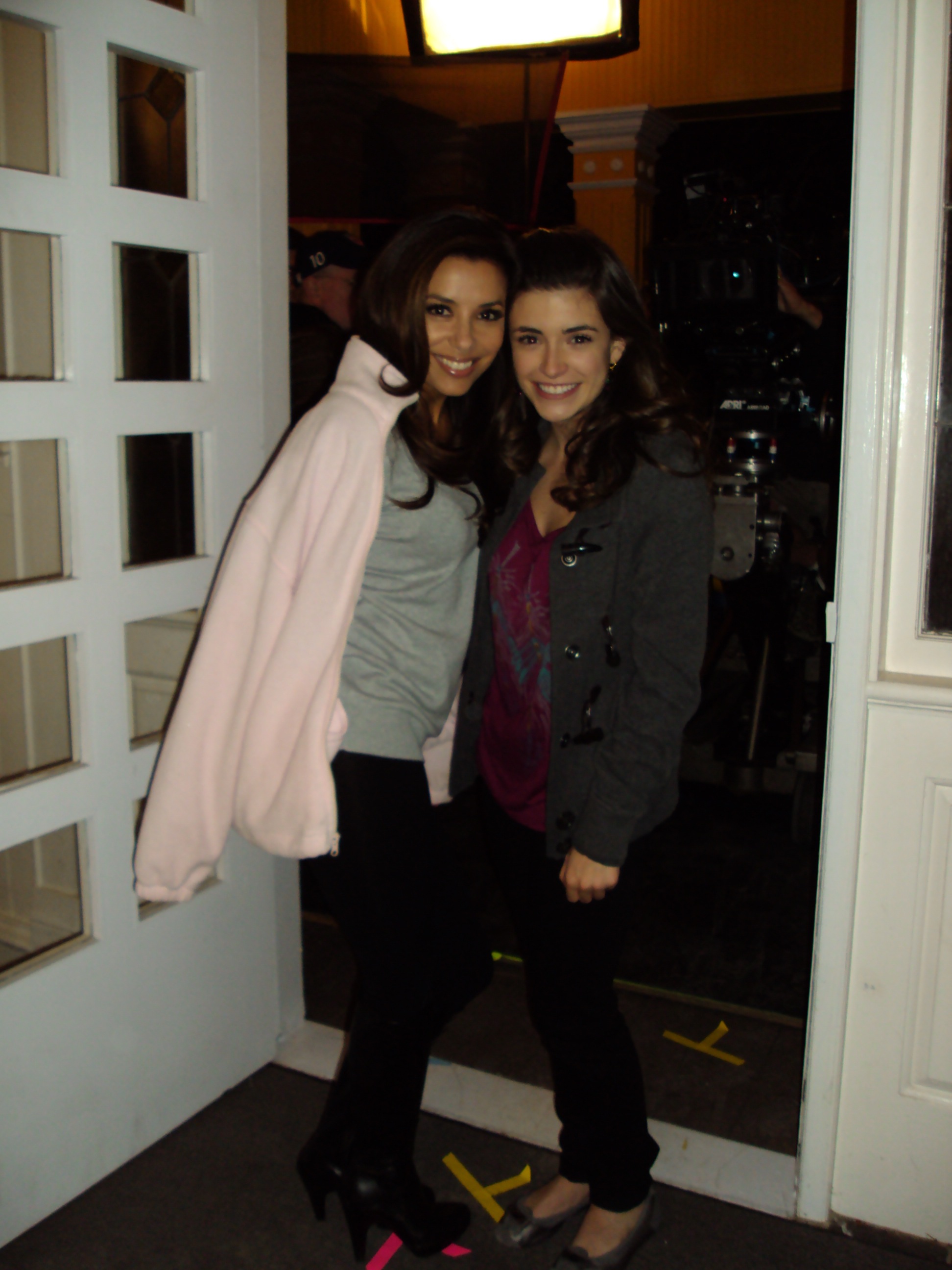 Eva Longoria and Daniela Bobadilla on the set of Desperate Housewives