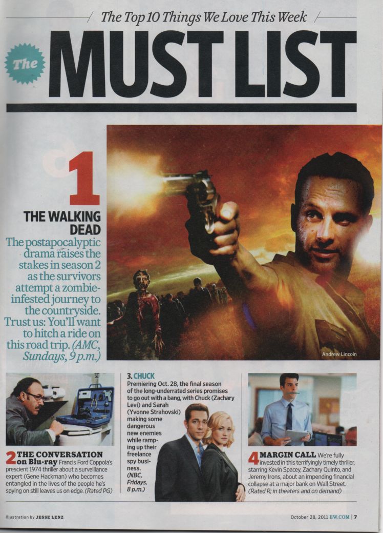 Inside of the Entertainment Weekly Magazine Oct 28, 2011