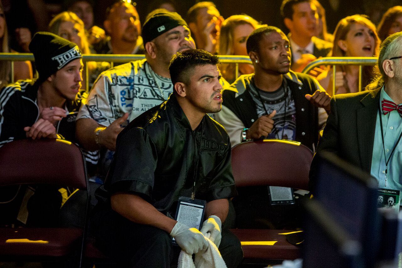 Still of Beau Knapp, Dominic Colón, and Vitor Ortiz in Southpaw (2015)