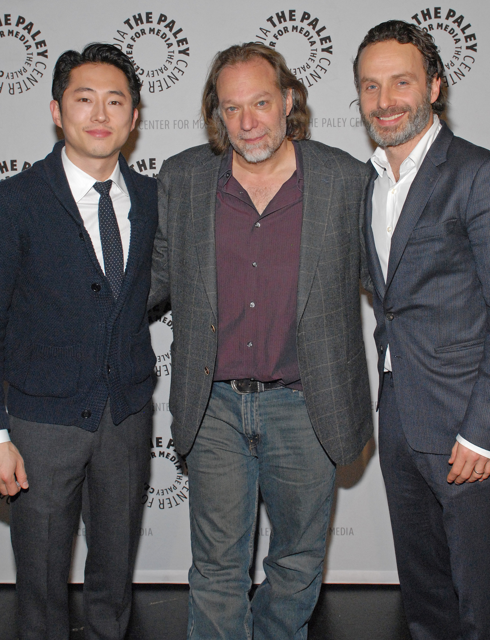 Andrew Lincoln, Greg Nicotero and Steven Yeun at event of Vaiksciojantys negyveliai (2010)