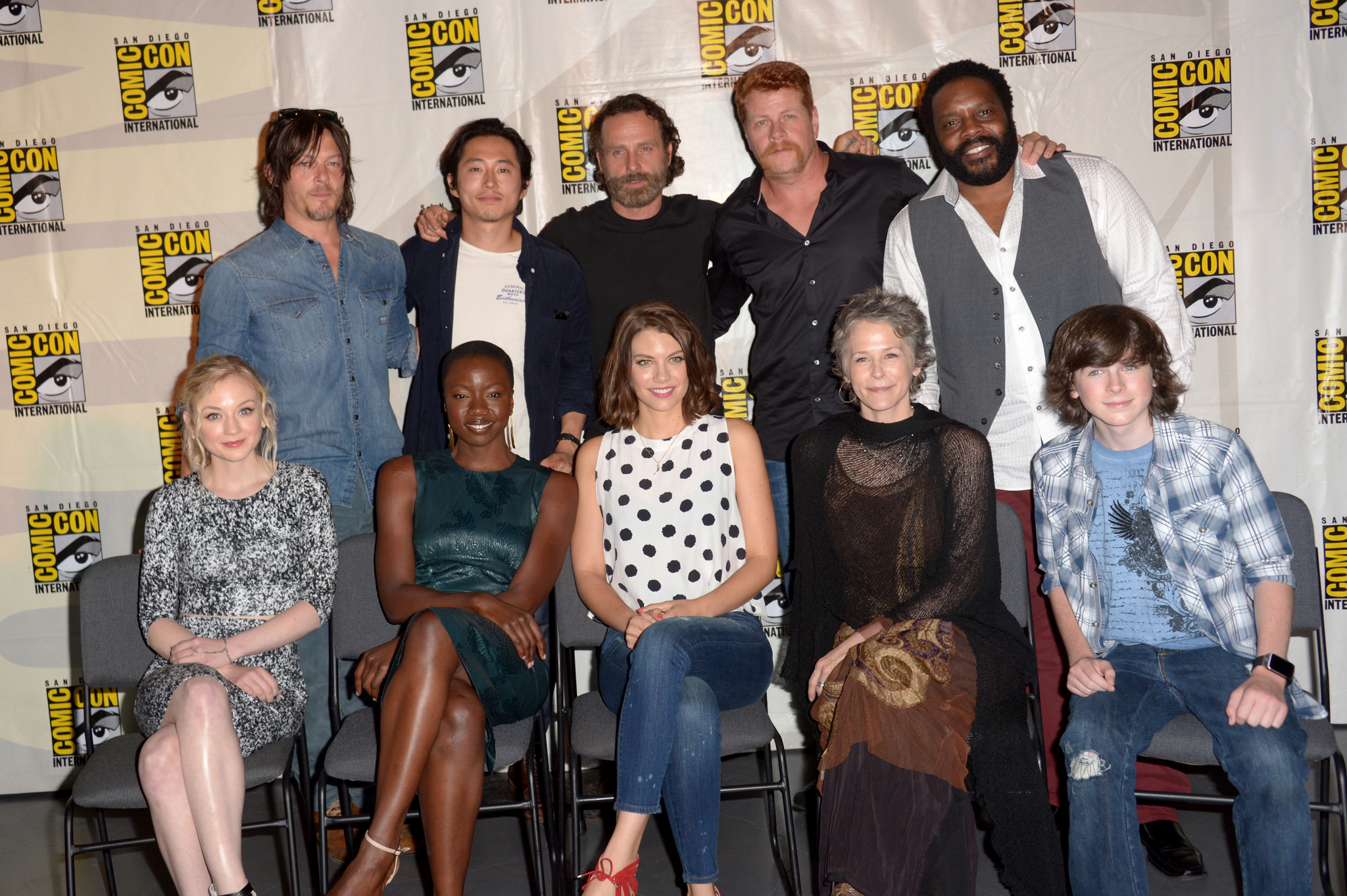 Norman Reedus, Chad L. Coleman, Michael Cudlitz, Andrew Lincoln, Melissa McBride, Lauren Cohan, Danai Gurira, Emily Kinney, Steven Yeun and Chandler Riggs at event of Vaiksciojantys negyveliai (2010)