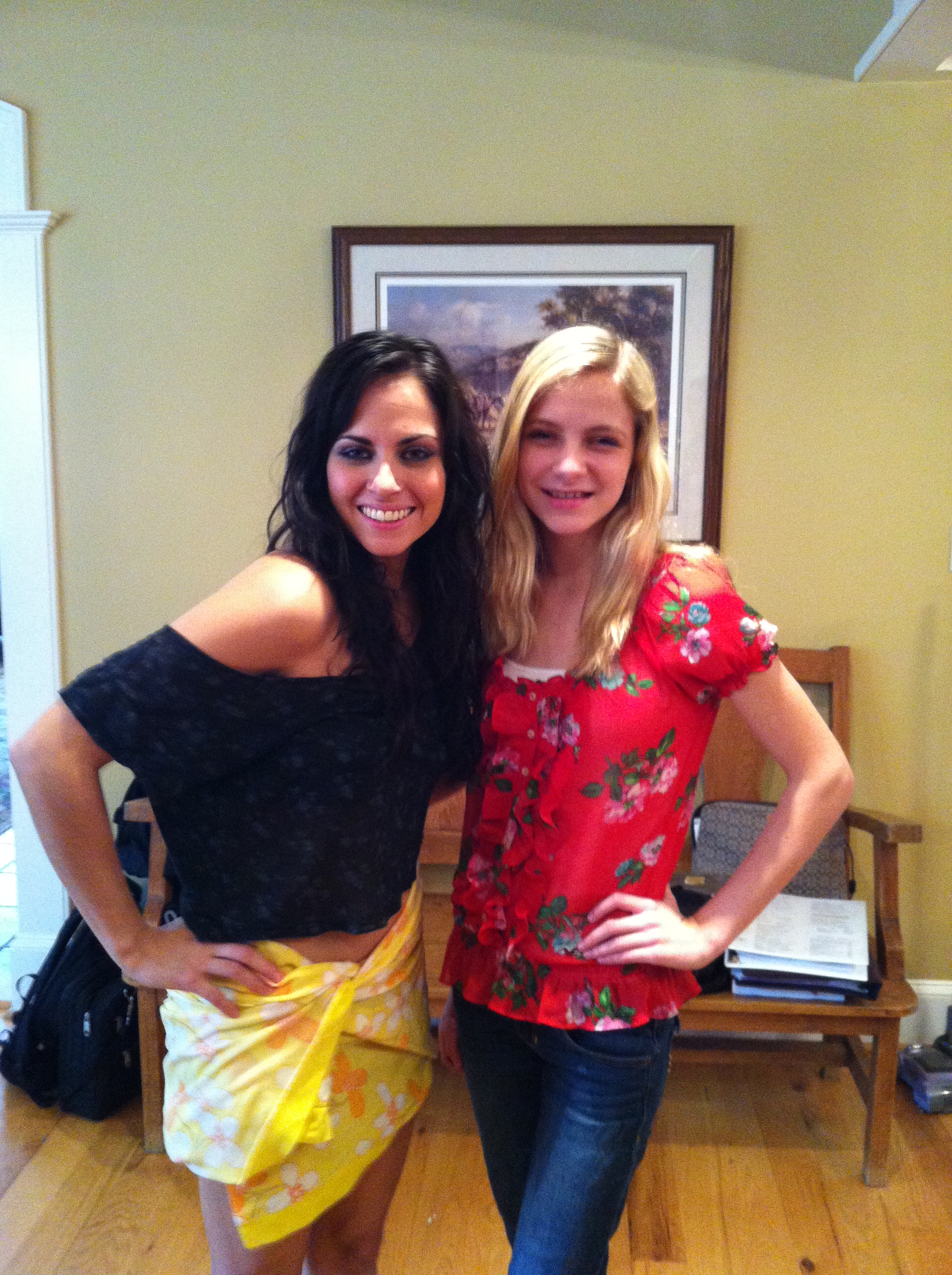 Michelle Bergh with Ashley C. Williams at filming of Hallow's Eve