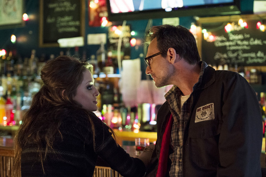 Still of Christian Slater and Carly Chaikin in Mr. Robot (2015)