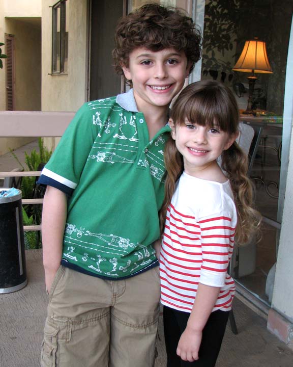 Koby with his sister Sydney on the set of 