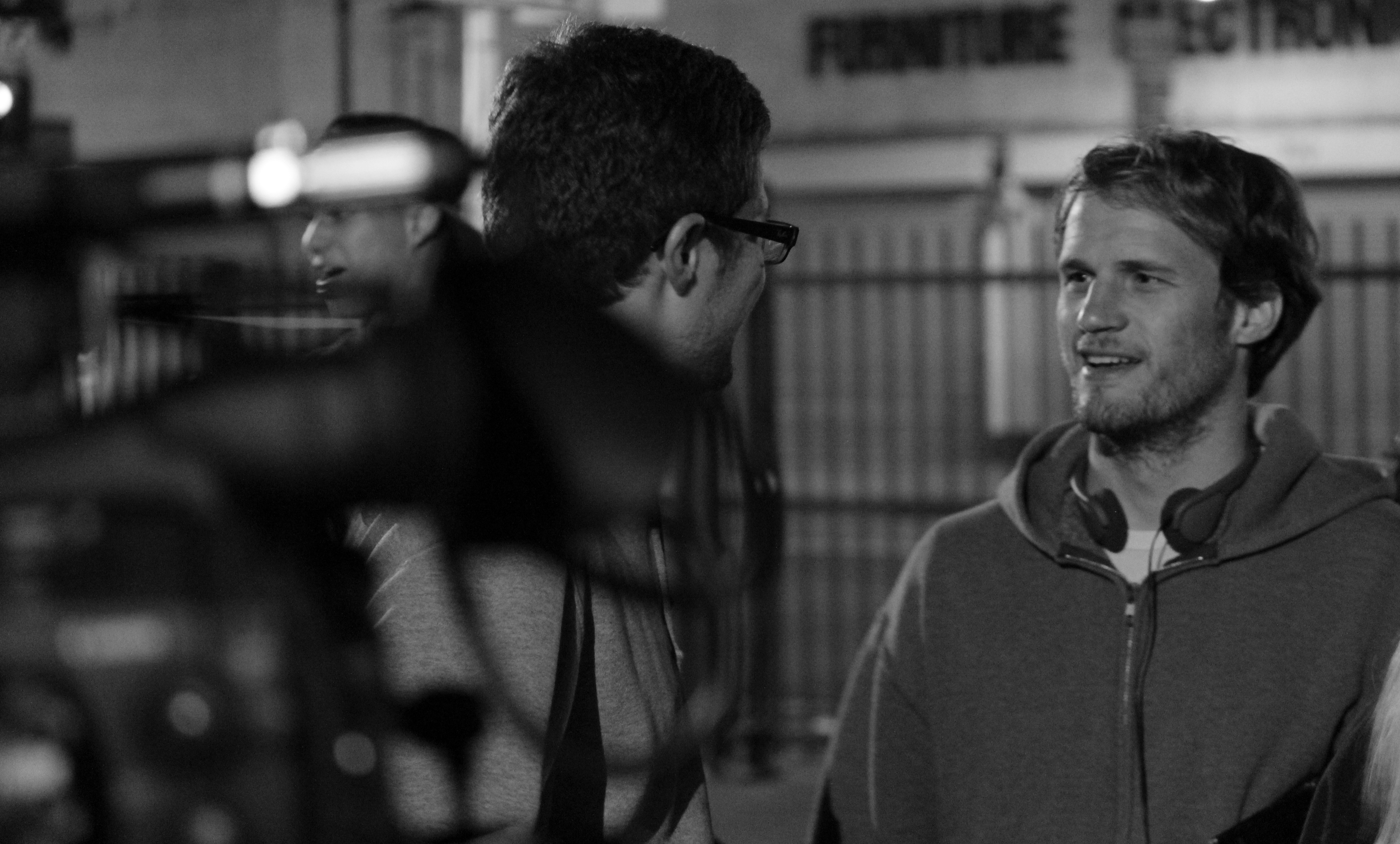 Lowell A. Meyer and Christopher Rucinski on the set of 'Dogs in the Distance.'