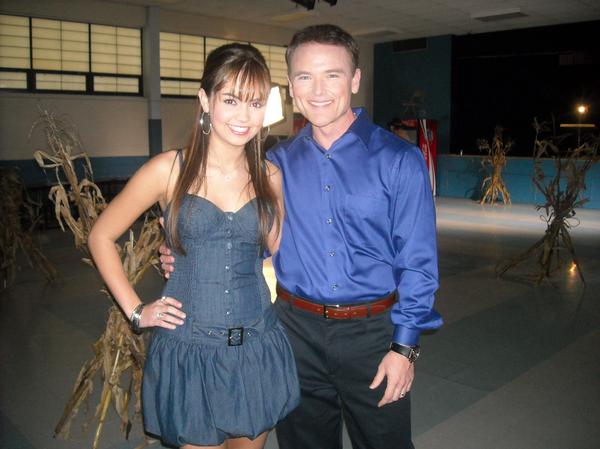 Celeste with Jeff Rose (from Army Wives) on the set of the pilot 