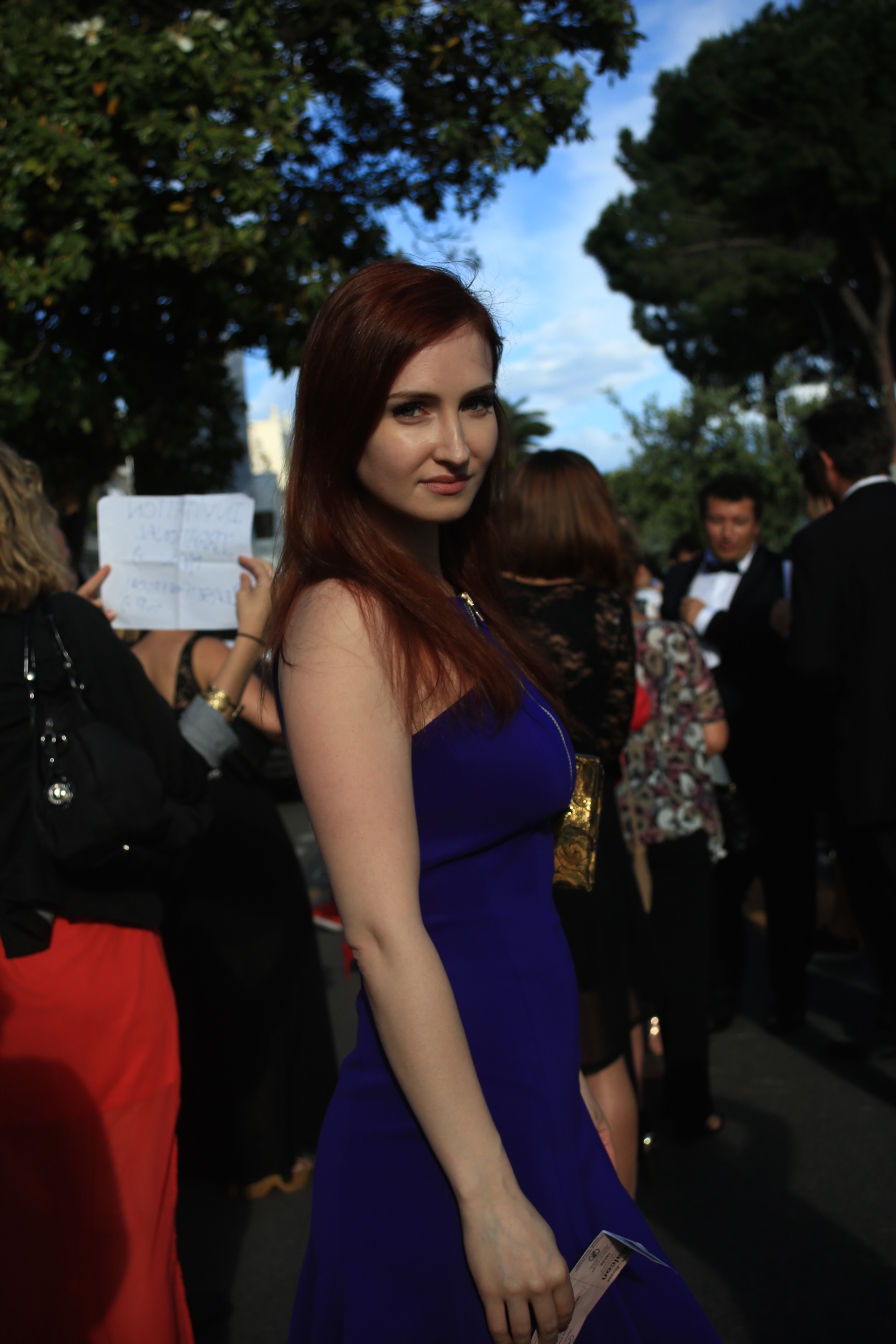 On the red carpet for the premiere of Woody Allen's The Irrational Man at the Cannes Film Festival.