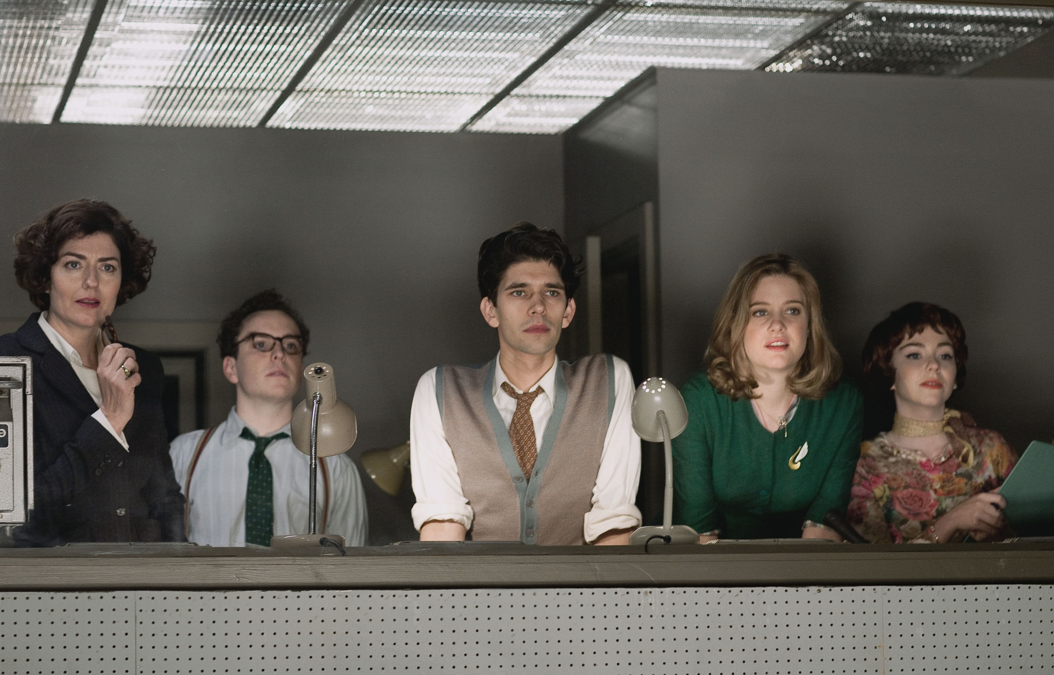 Still of Anna Chancellor, Romola Garai, Ben Whishaw, Lisa Greenwood and Joshua McGuire in The Hour (2011)