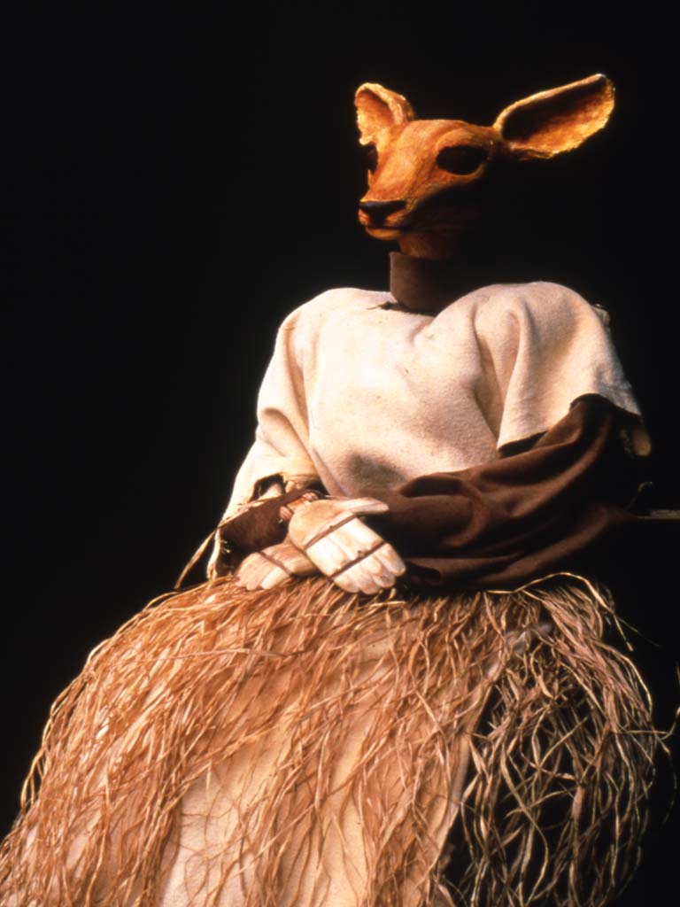 Deer Daughter, a Bunraku style puppet created by Xstine Cook for Dell'Arte International's show 