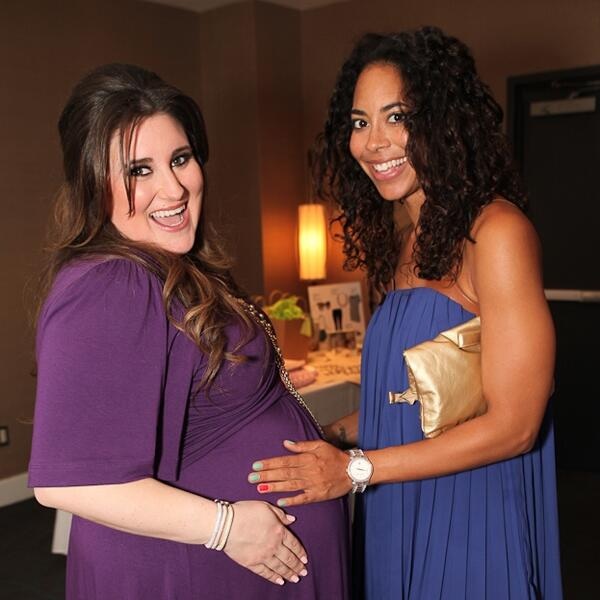 Leslie A. Hughes and KayCee Stroth celebrating at her baby shower bash thrown by Life & Style at W Hotel in Los Angeles, CA