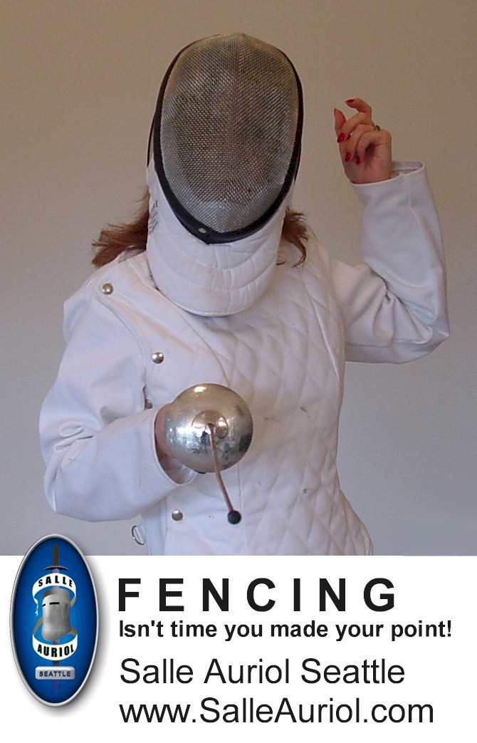 Fencing ad for Salle Auriol in Seattle, WA. I was also taking fencing classes at this location.