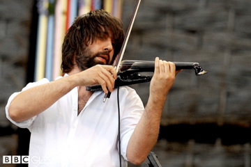 Davide Rossi, performing with Goldfrapp at Glastonbury, Pyramid Stage, June 2008