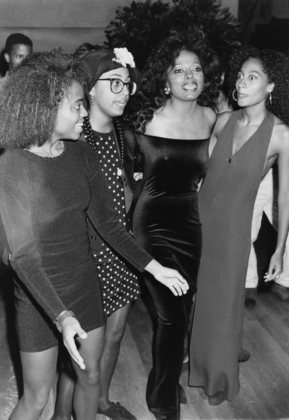 Diana Ross and Daughters, Rhonda, Tracee, and Cudney at a party following opening performance at Radio City Music Hall 1991