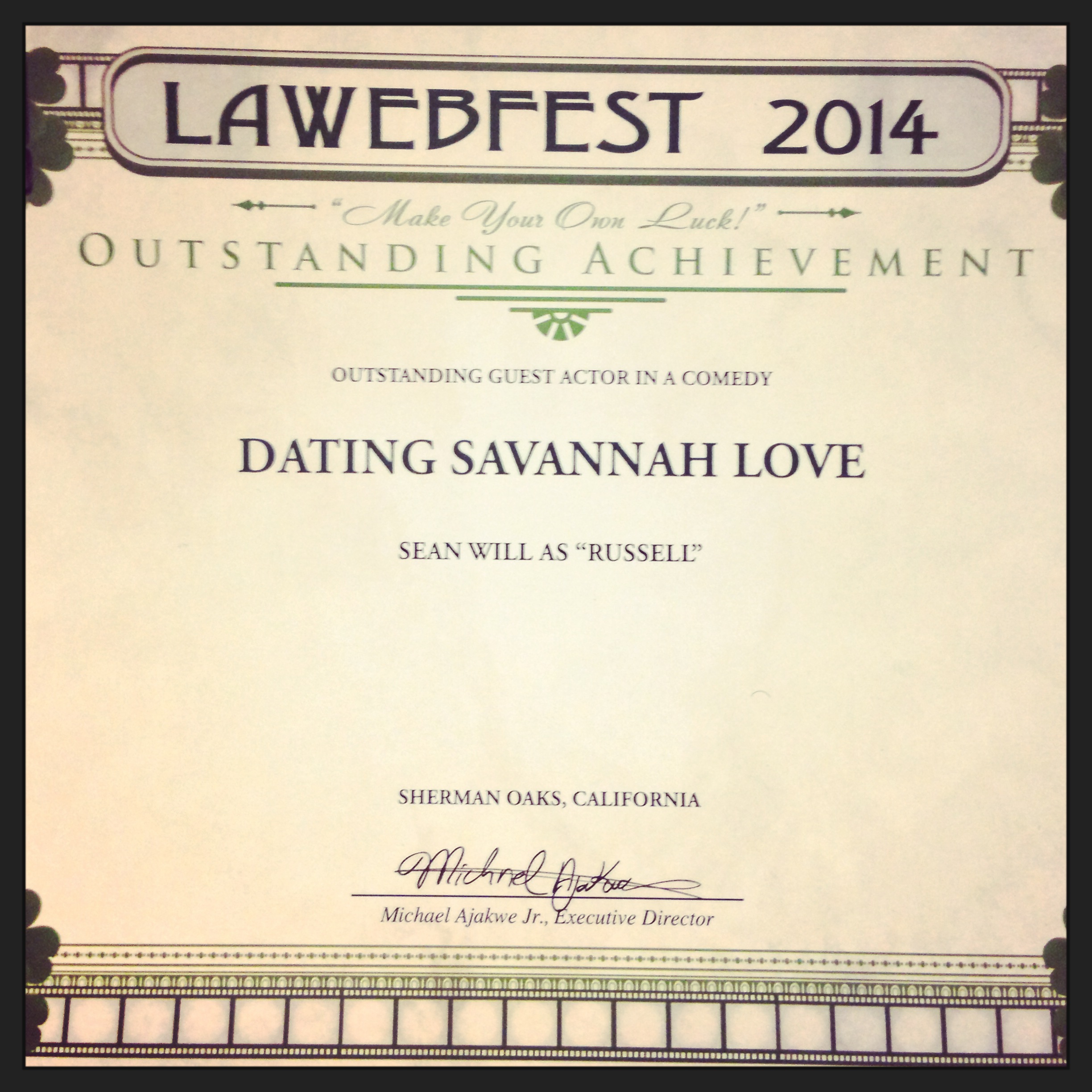 Voted Outstanding Guest Actor in a Comedy at LA WebFest 2014.