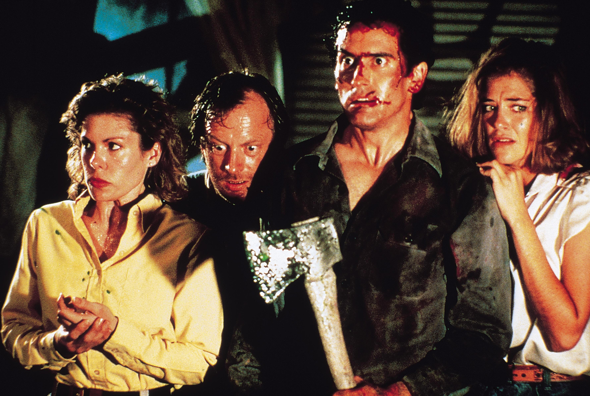 Still of Sarah Berry, Bruce Campbell, Kassie Wesley DePaiva and Dan Hicks in Evil Dead II (1987)