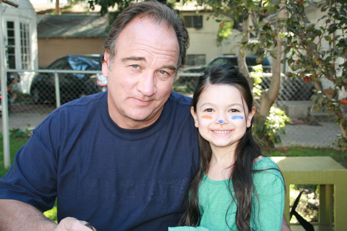 Nikki Hahn and Jim Belushi on set of 