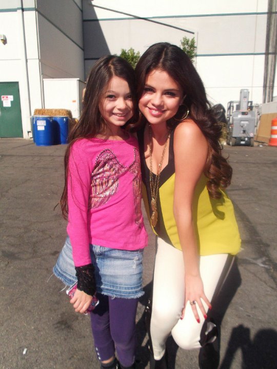 Nikki Hahn and Selena Gomez on set of Wizards of Waverly Place Reunion Movie 