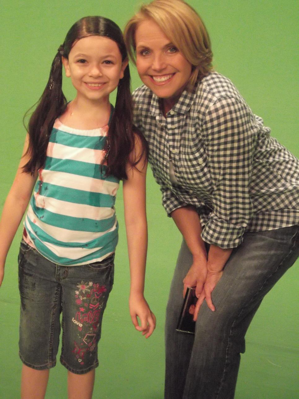 Nikki Hahn and Katie Couric on set of Jimmy Kimmel 2011