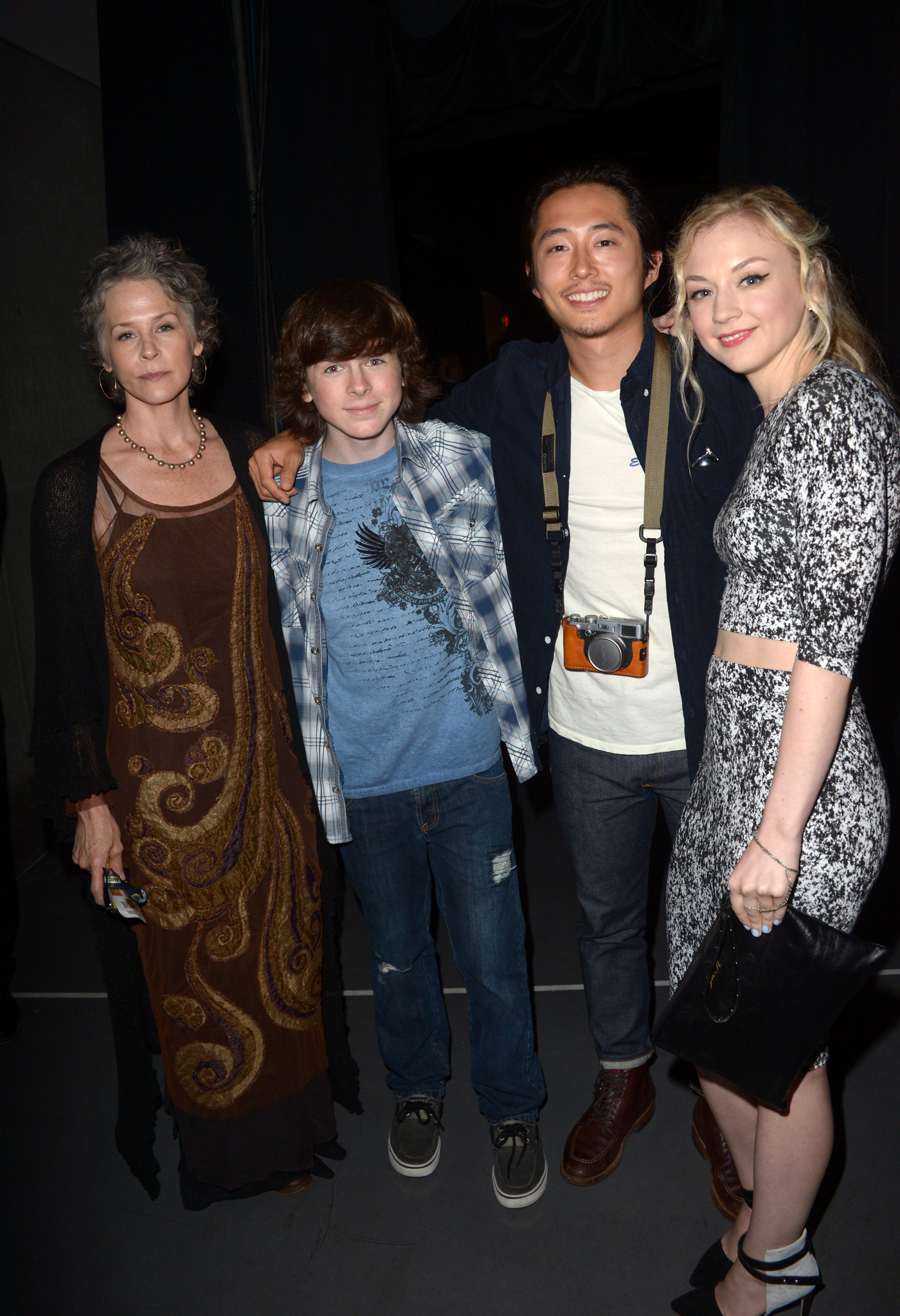 Melissa McBride, Emily Kinney, Steven Yeun and Chandler Riggs at event of Vaiksciojantys negyveliai (2010)