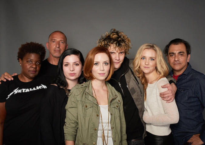 EXCESS FLESH team: Sigrid Gilmer, Dennis Garcia, Simona Kessler, Mary Loveless, Patrick Kennelly, Bethany Orr and Leo Garcia - SXSW 2015 Indiewire shoot