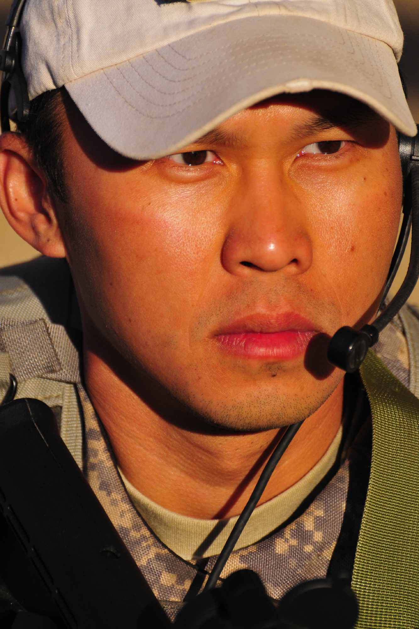 Thomas Michael Tran on the the set of Army 360 Cultural Awareness