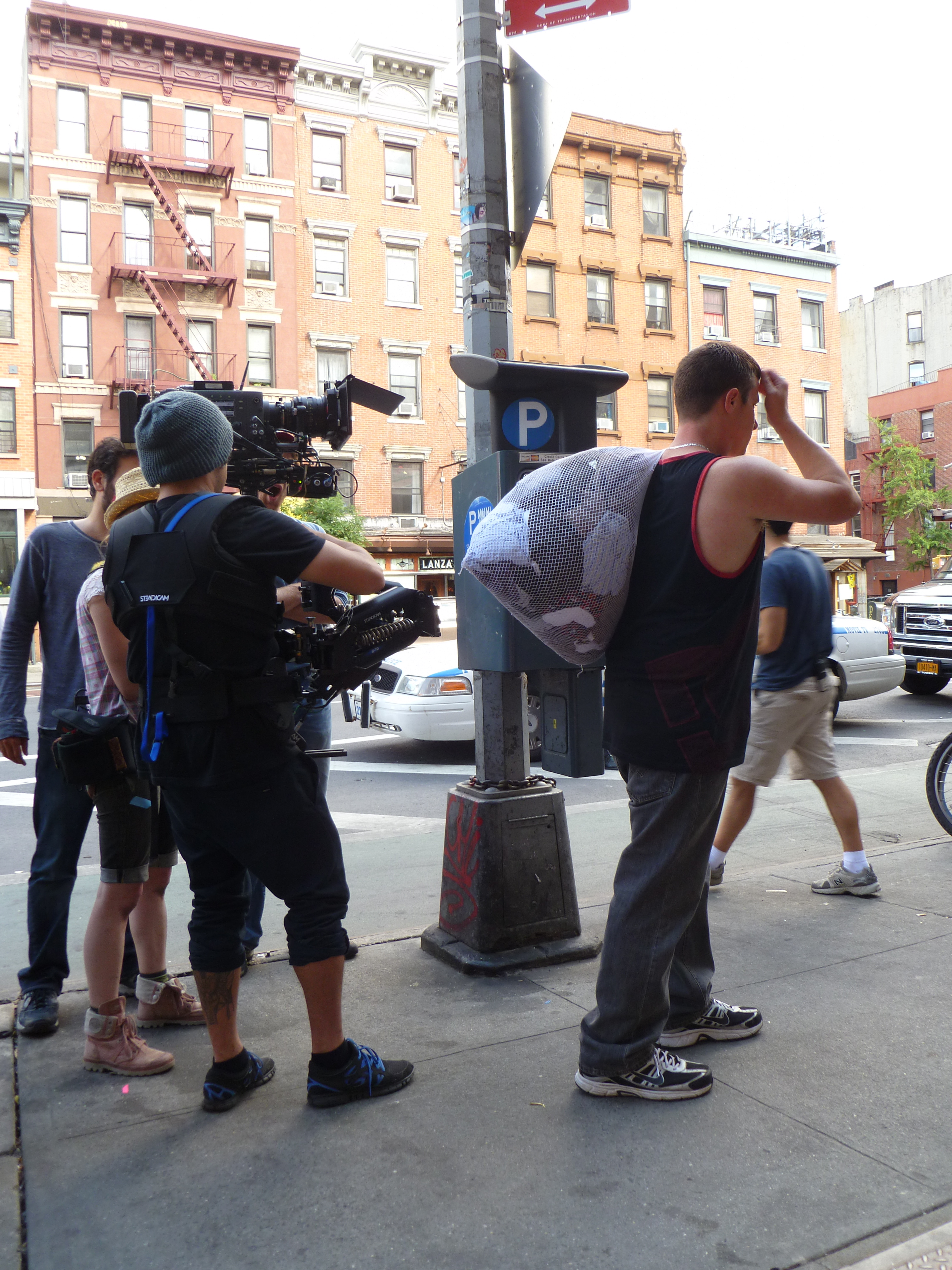 Travis A. McAfee on location in Manhattan filming Liberal Arts. (2012)