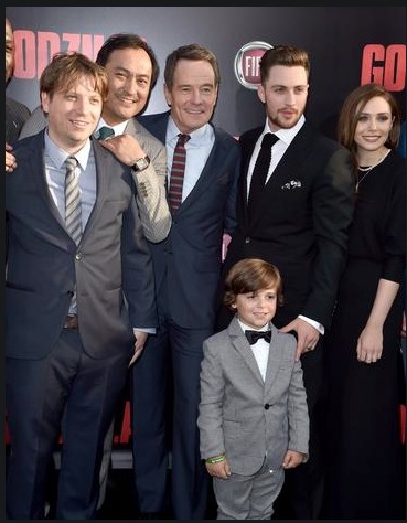 Gareth Edwards, Ken Watanabe, Bryan Cranston, Carson Bolde, Aaron Taylor-Johnson, Elizabeth Olsen, Godzilla Premiere