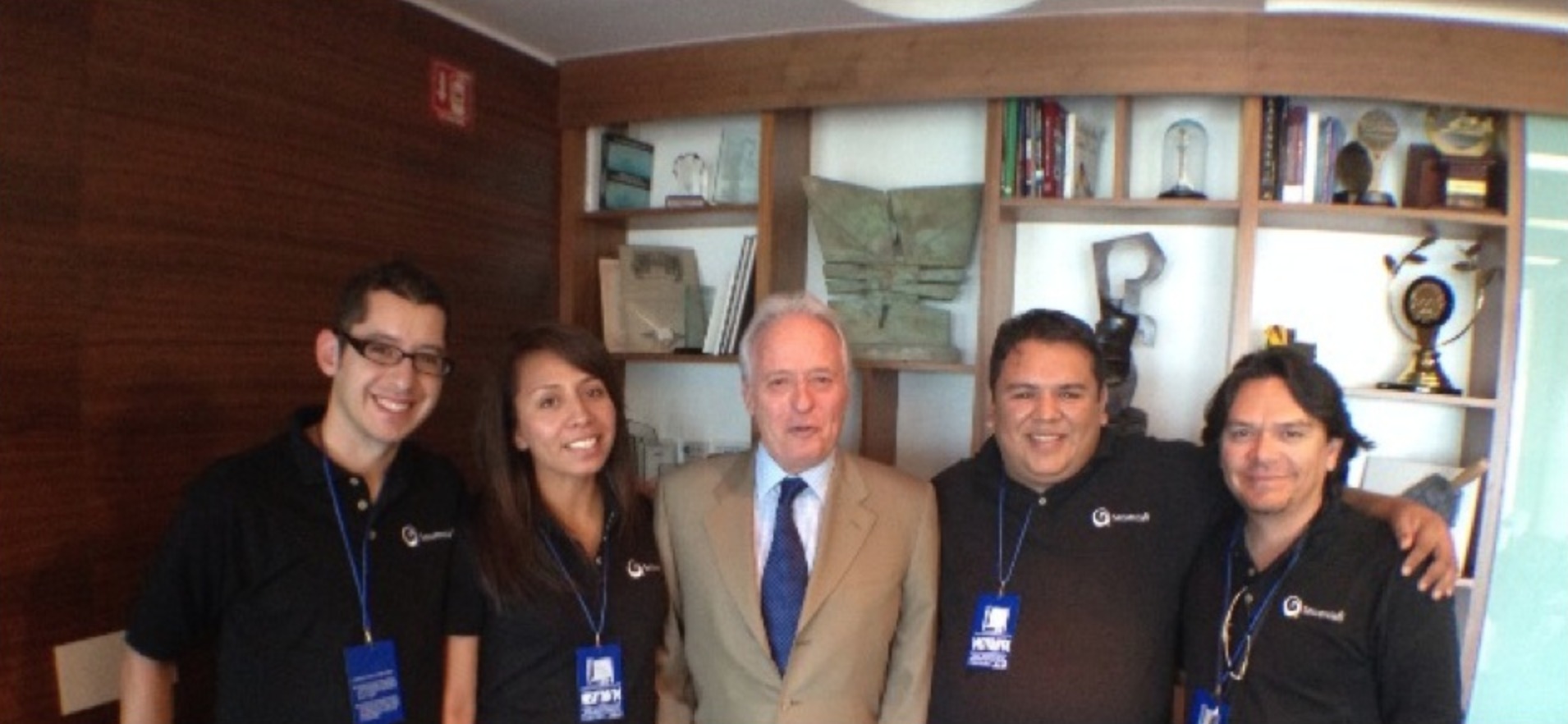 SecuenciaFi Production Agency (from left to right in black: Angel, Isis, Jairo and Hector) with Alejandro Martí, wealthy sporting goods chain owner (Martí) and social activist, after filming Martí for their Juárez documentary.