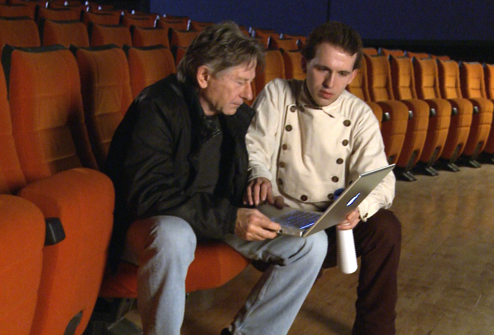 Roman Polanski and David Seffer at work in the Film Studio Babelsberg
