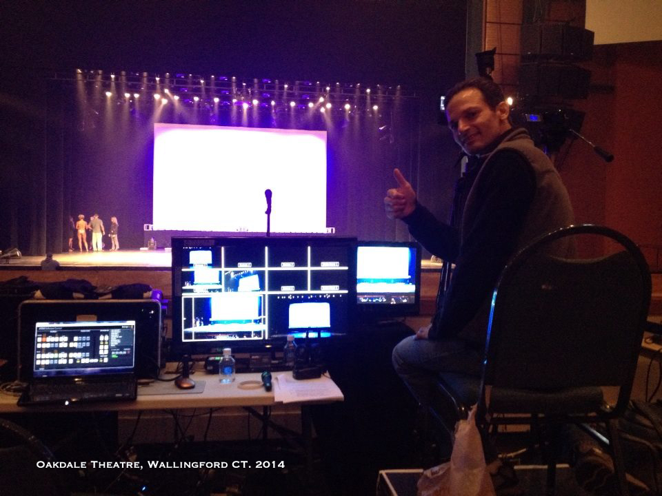 Producer/Videographer Bob Marini shooting the 2014 Fitness Atlantic show at the Oakdale Theatre in Wallingford, CT.