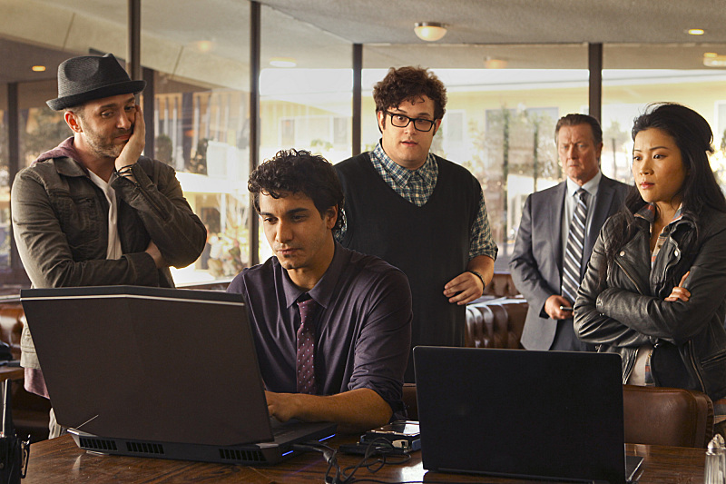 Still of Robert Patrick, Toby Curtis, Elyes Gabel, Eddie Kaye, Jadyn Wong, Ari Stidham and Kaye Thomas in Scorpion (2014)