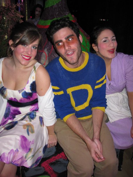Kyle Colton as Ralph, backstage with Barrie Siegle (left) and Lauren Lograsso (right) before a production of 