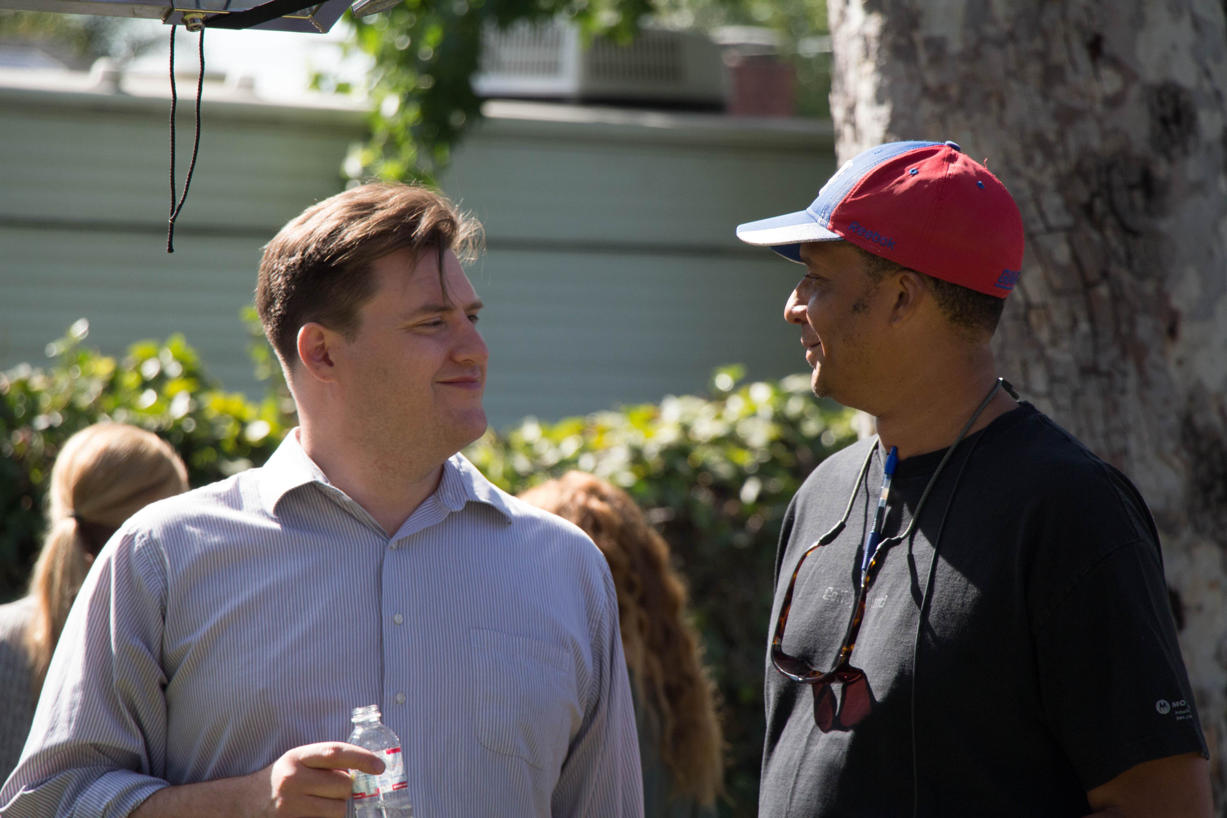 Kevan Peterson and 1st AD Edward Beckford on the set of 'Wiener Dog Internationals.