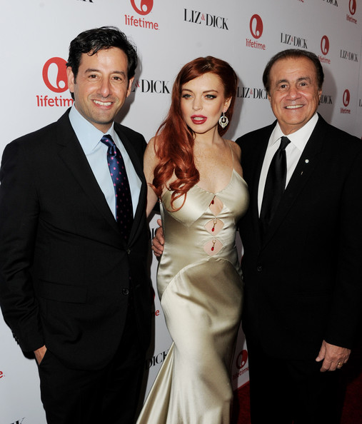 Rob Sharenow, Lindsay Lohan, and Larry A. Thompson at Lifetime 