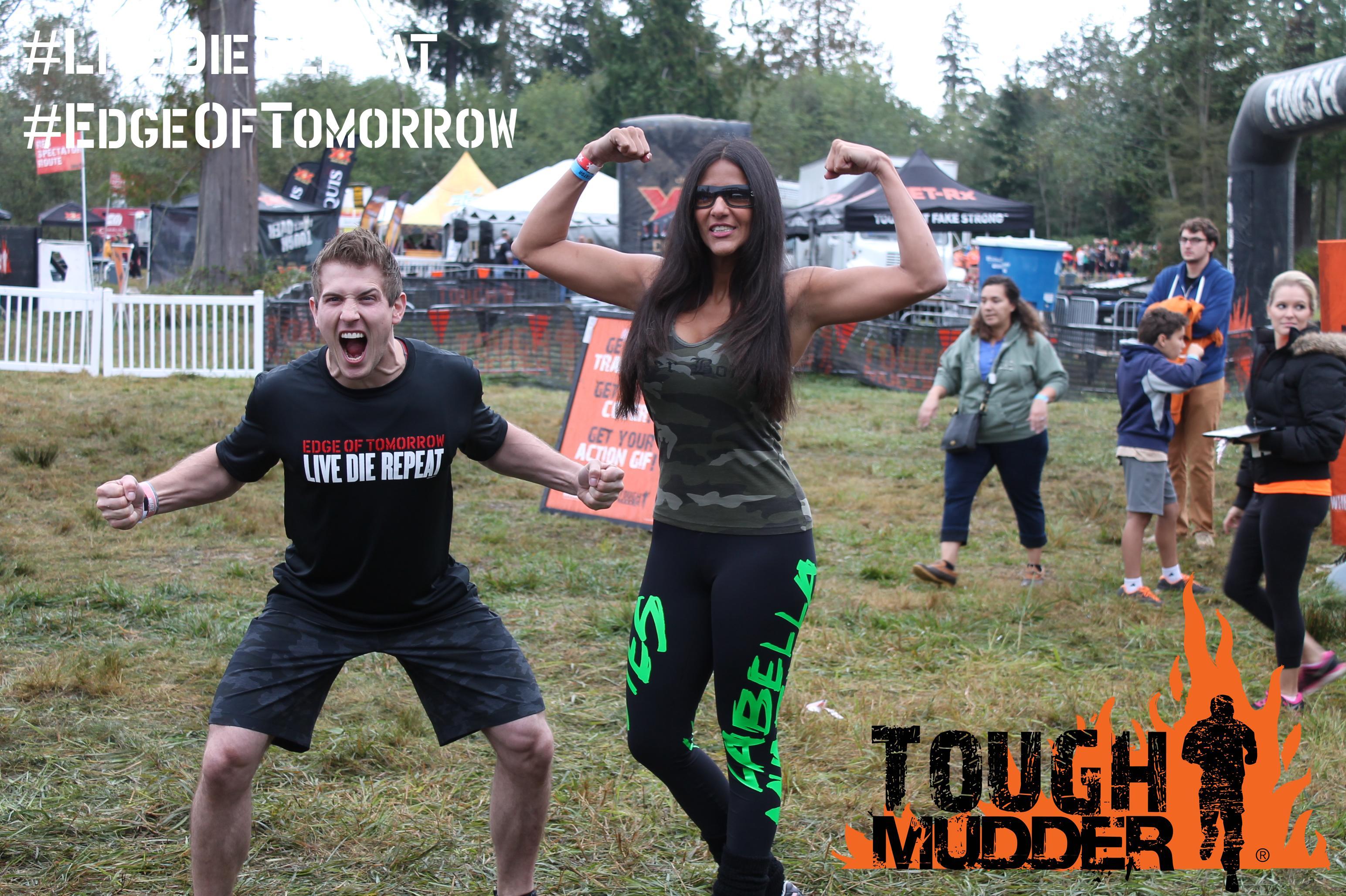 Erica and I with the Warner Bros. Edge Of Tomorrow Team in Seattle, WA about to run Tough Mudder! #LiveDieRepeat
