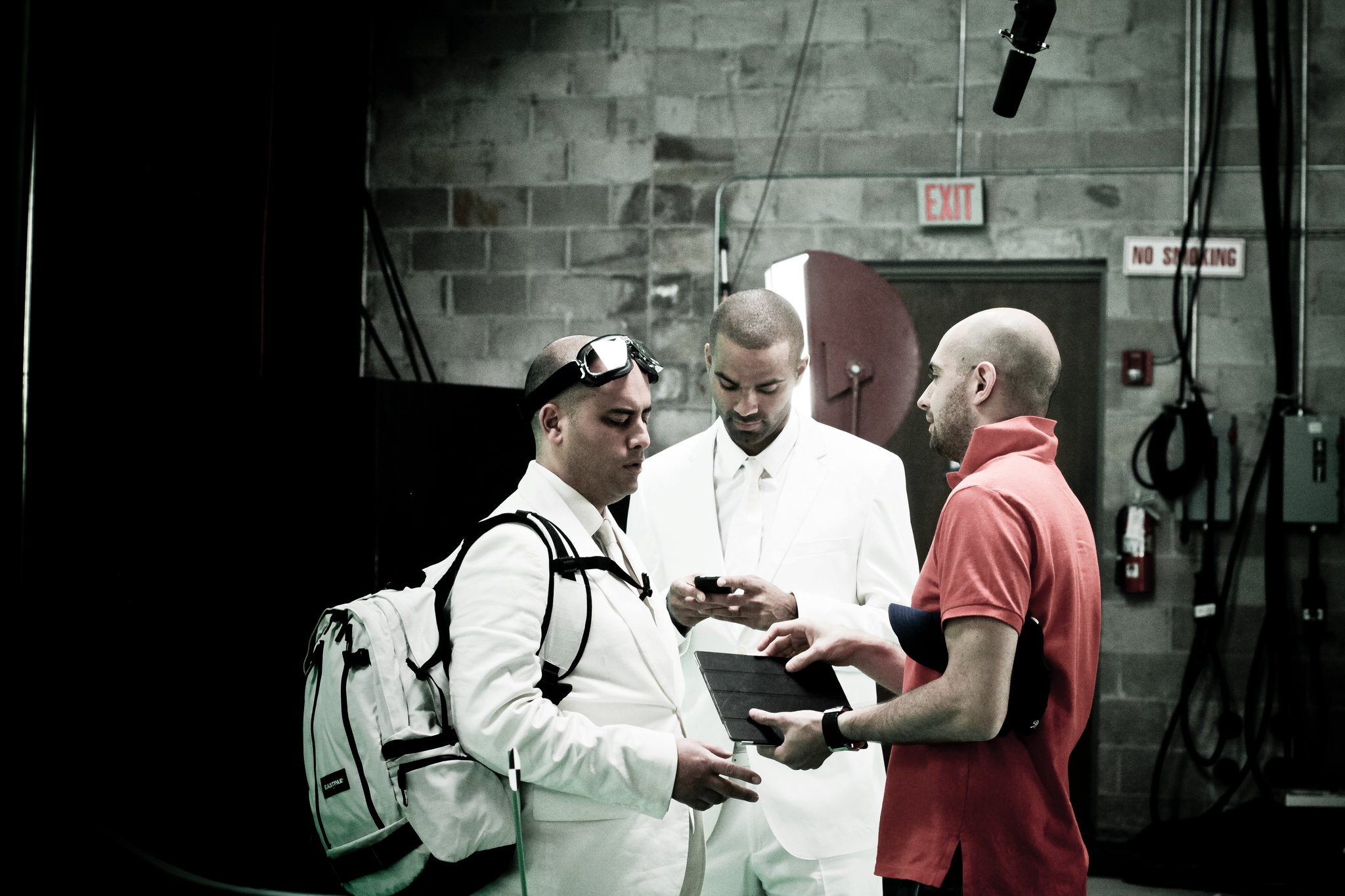 Tony Parker, Jerome Commandeur, Romuald Boulanger on the set. 2011