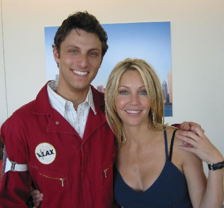 Brian Appel and Heather Locklear on the set of LAX.