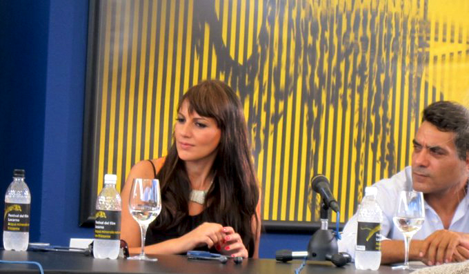 Darine Hamze Lebanese movie star at Locarno Film Festival at her film Beirut Hotel's Q and A