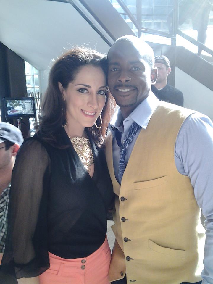 Keith Robinson and Amanda Marcheschi on set of 