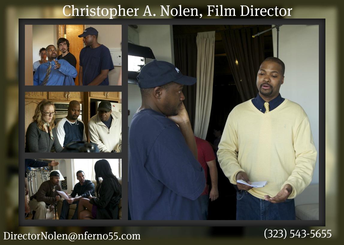 Film Director/Producer Christopher Nolen in action directing and producing on his film set 