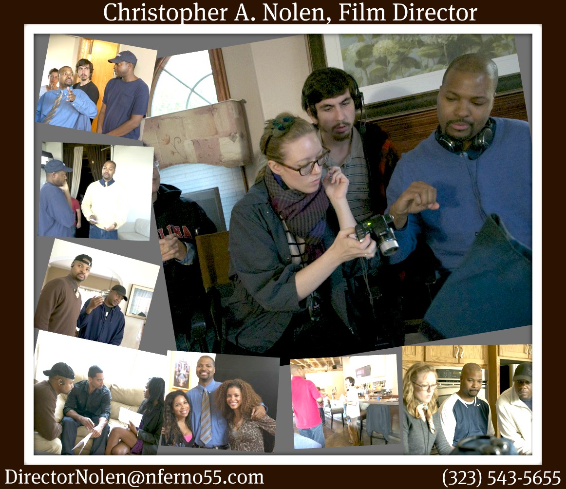 Film Director/Producer Christopher Nolen in action working as a director and producer on his movie set 