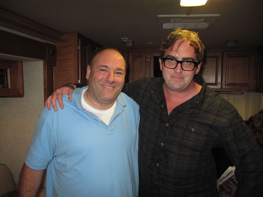 Actor James Gandolfini with director Brian Lee Hughes on set.