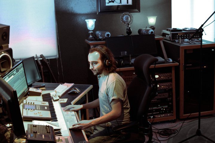 Milo at CineMedia Studios, recording the solo violin part of his original score for the film 