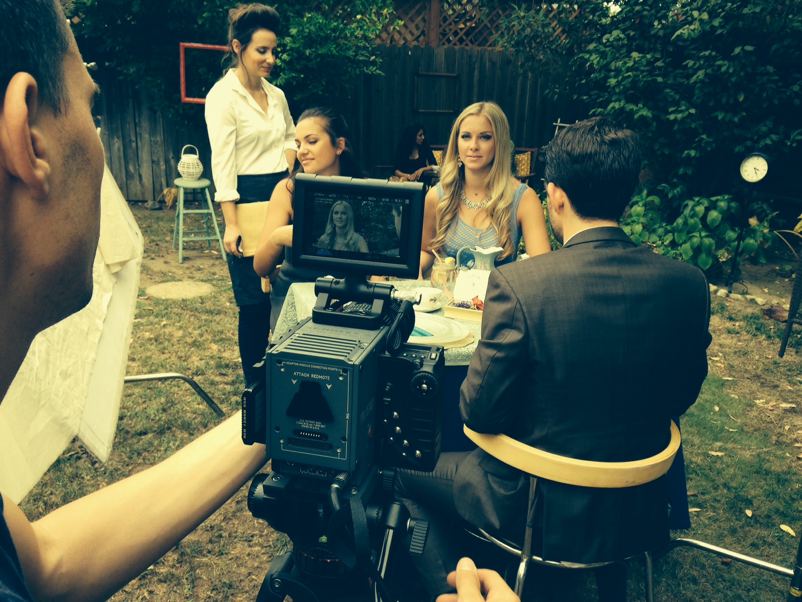 On the set of Unrelated(2014) with Gabriela Lopez(III), Travis Quentin Young, Candace Groff, and Marko Slavnic