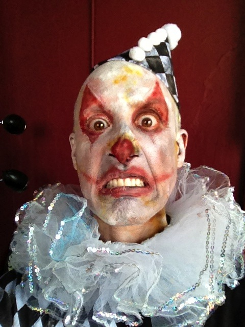 Murderous Harlequin. Still thinks he's smarter and prettier than all the other psychopathic clowns. From the set of Full Moon Features' 