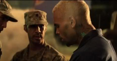 Still of Chris Brown and Cosme Espinoza III in Don't Judge Me music video.