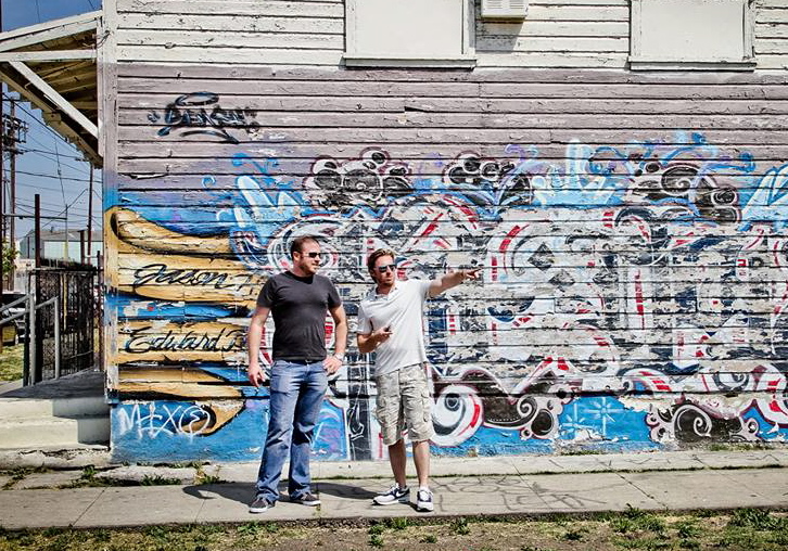 Producer's Chris St. Pierre and Hunter Davis location scouting in East Lost Angeles.