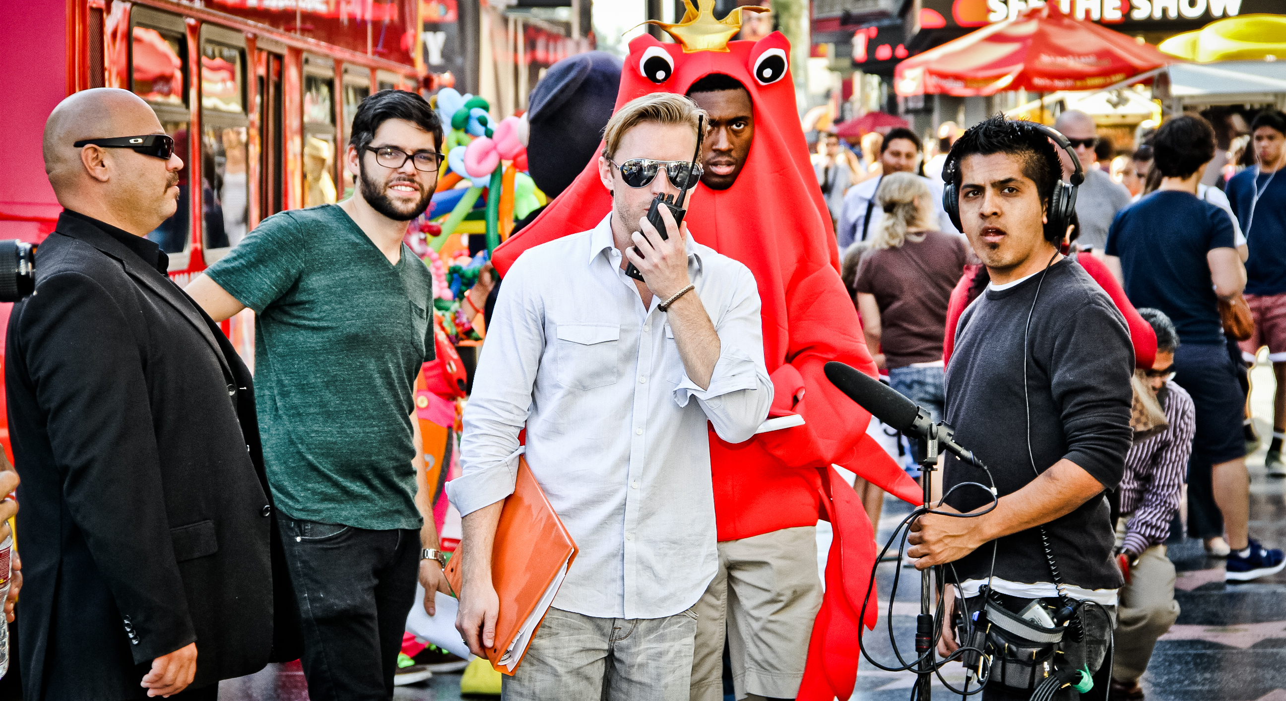 Director Hunter Davis with crew on set of HELL. A. - Hollywood Blvd